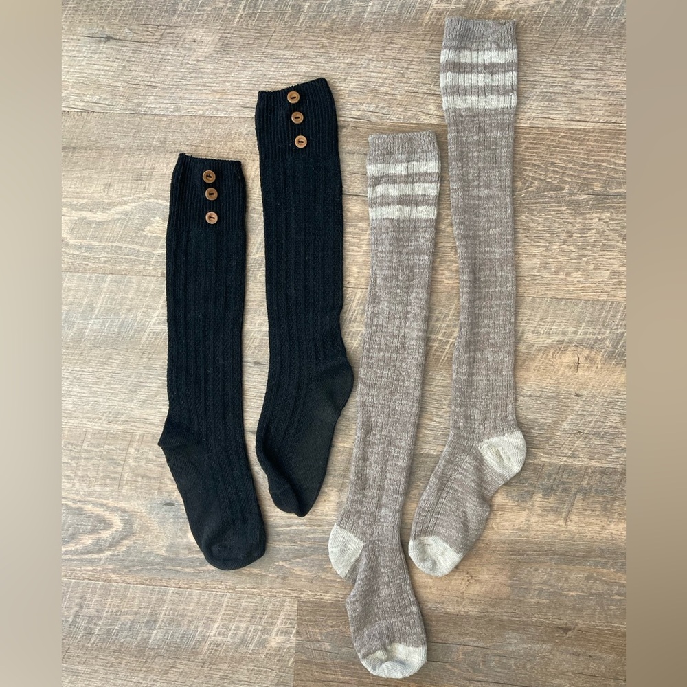 Knee & Calf High Knitted Boot Sock Set